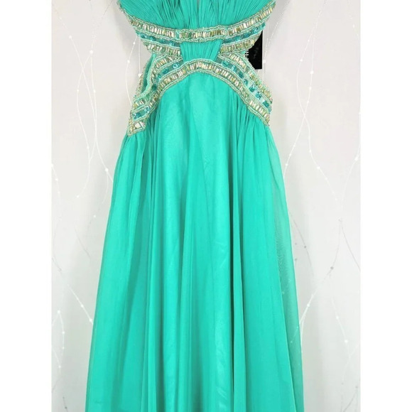 NWT Sherri Hill Seafoam Green 9728 Cutout Formal Gown $378 - Picture 4 of 13